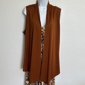 Warm Brown Sleeveless Open Front Vest Size XXL